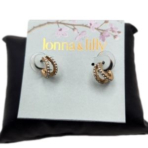 Lonna & lilly Gold Tone hoops with crystals huggie style